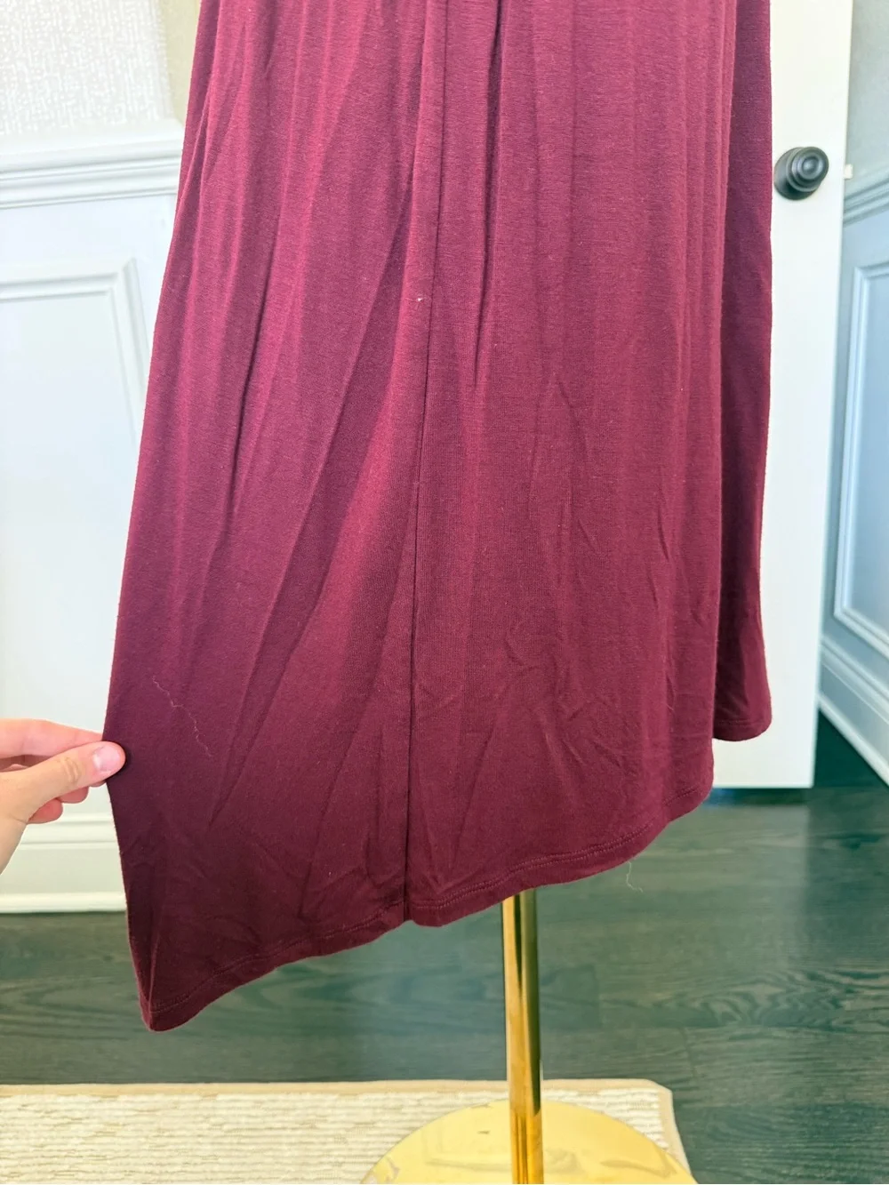 Gilligan & O'Malley Ribbed Scoop Neck Midi Dress in Deep Burgundy Sleepwear